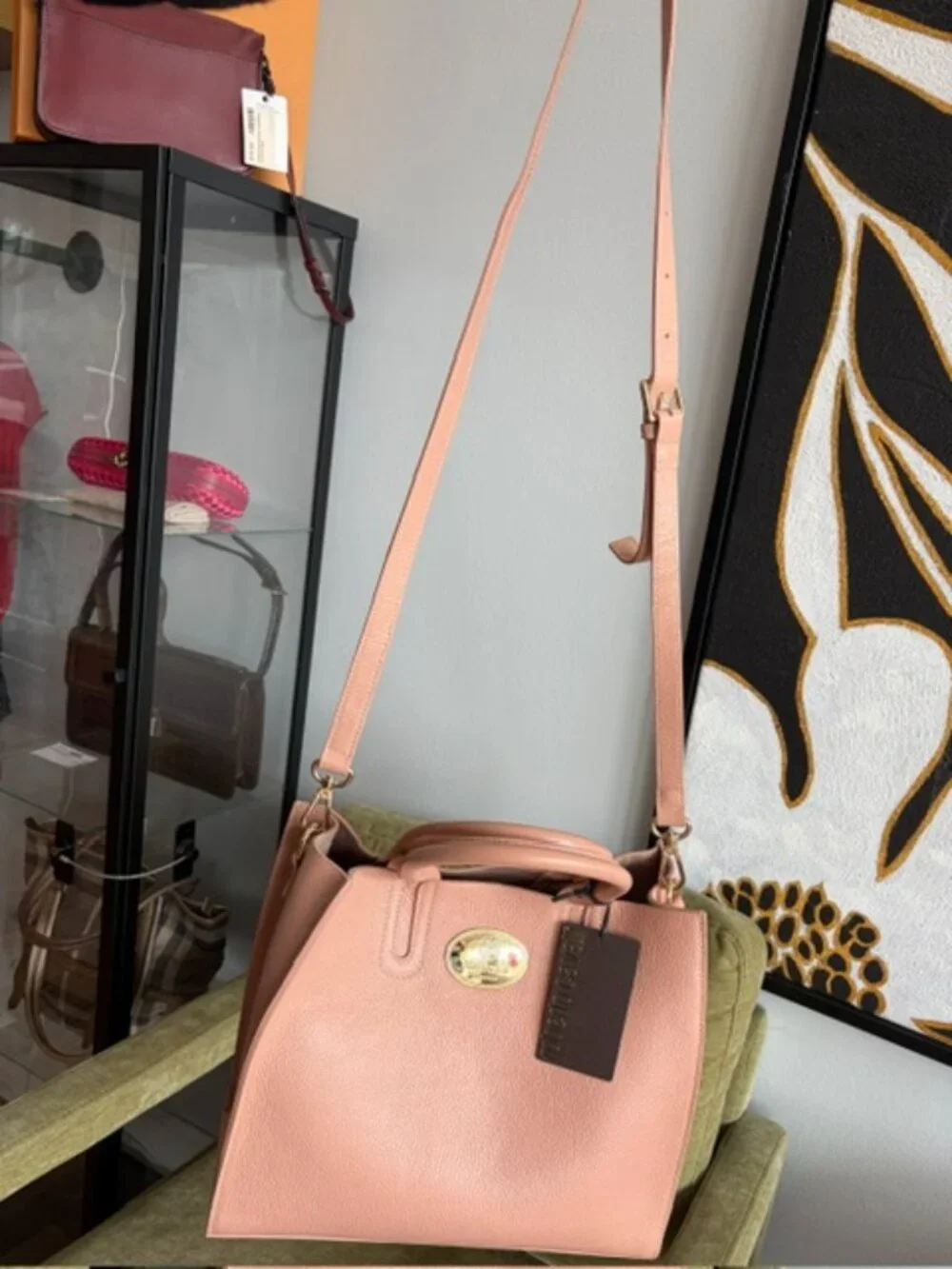 Roberto Cavalli Pink Leather Satchel with Belt